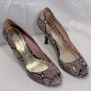 Kelly & Katie Pink Snake Skin Peep Toe Heels